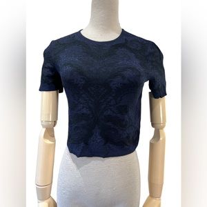 Alexander McQueen Bicolor Spine Lace Jacquard Knit Crop